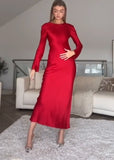 Red Elegant Chic Long Sleeve Dress