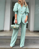 Elegant casual suit set in mint