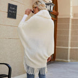 Winter Knit Fringe Fur Collar Shawl