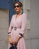 Pink polka dot lace cuff dress