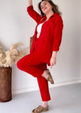 Red cozy old money style suit