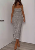 Silver sequin party dress