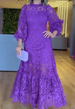 Elegant Chic Lace Purple Dress