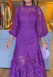 Elegant Chic Lace Purple Dress