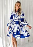 Freeda Dress - Blue Leaf