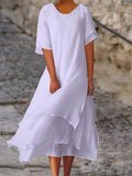 Cotton And Linen Double-Layer Dress