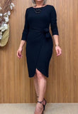 Round Neck Tie Elegant Dress