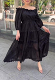 Black Tulle Off Shoulder Dress