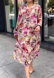 Brown Pink Floral Dress