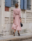 Pink polka dot lace cuff dress