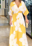 Elegant Yellow Flower Dress