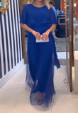 Elegant Blue Dress with Cape