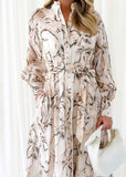 Elaria Midi Dress - Beige Swirl