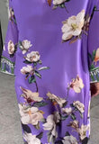 Purple Floral Elegant Silk Dress