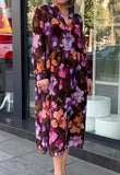 Brown Pink Floral Dress