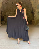 Black elegant loose embroidered dress