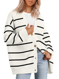 Causal Striped Soft Loose Coat