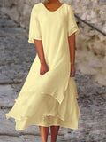 Cotton And Linen Double-Layer Dress