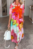 Printed Lapel Elegant Casual Dress