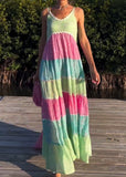 Rainbow striped slip dress