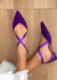 Elegant purple silk shoes