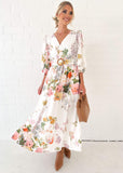 Varina Midi Dress - White Bouquet