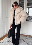 Artificial fur jacket in cream