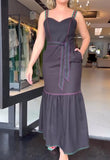 Black Embroidered Sling Dress