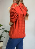 Knitted sweater for warm winter in red