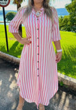 Pink Blue Striped Dress