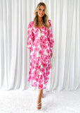 Chrys Midi Dress - Pink Floral