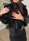 Elegant casual fur collar lined jacket