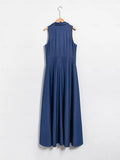 Solid Lapel Button Up Maxi Dress