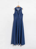 Solid Lapel Button Up Maxi Dress