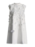 Beaded 3D Flower Sleeveless Dress