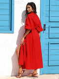 Solid Cotton and Linen Loose Fitting Maxi Dress