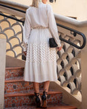 White Chic Polka Dot Lapel Dress