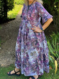 Purple Floral Handmake Dress