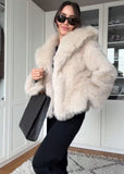 Artificial fur jacket in cream