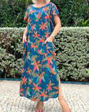 Summer Elegant Leaf Print Dress