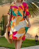 Elegant Leaf Print Resort Skirt