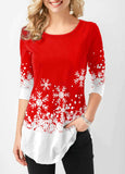 Hem Long Sleeve Cute Christmas Tops