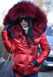 Winter Black Woman Jacket Fur Hooded Long Sleeve Thick Coats