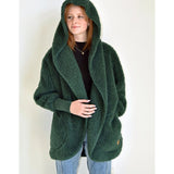 Lamb fur lapel coat loose lazy style hooded pocket fur coat Casual Solid Loosen Outerwear