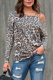 Fashion leopard off-shoulder base shirt