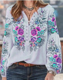 Long Sleeve Printed Loose Shirt