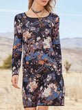 Long Sleeve Round Neck A-line Dress