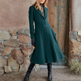 Dark Green Slim A-line Coat