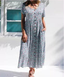 Printed Flower Round Neck Medium Dress