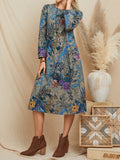 National Style Small Floral Linen Dress